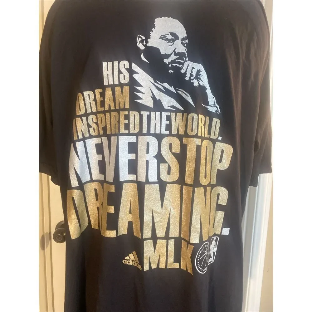 Adidas Martin Luther King Jr.‎ NBA Player Issued Black T Shirt Size XLT